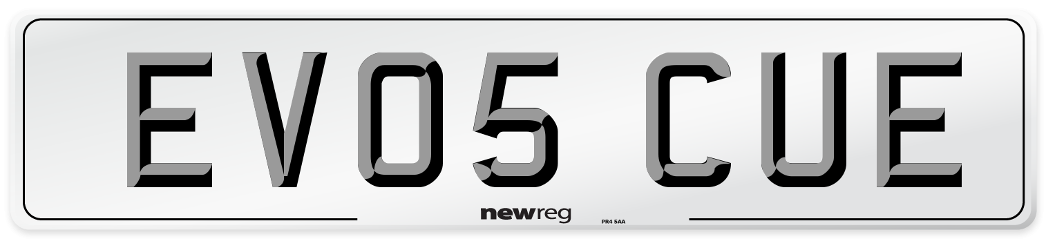 EV05 CUE Number Plate from New Reg